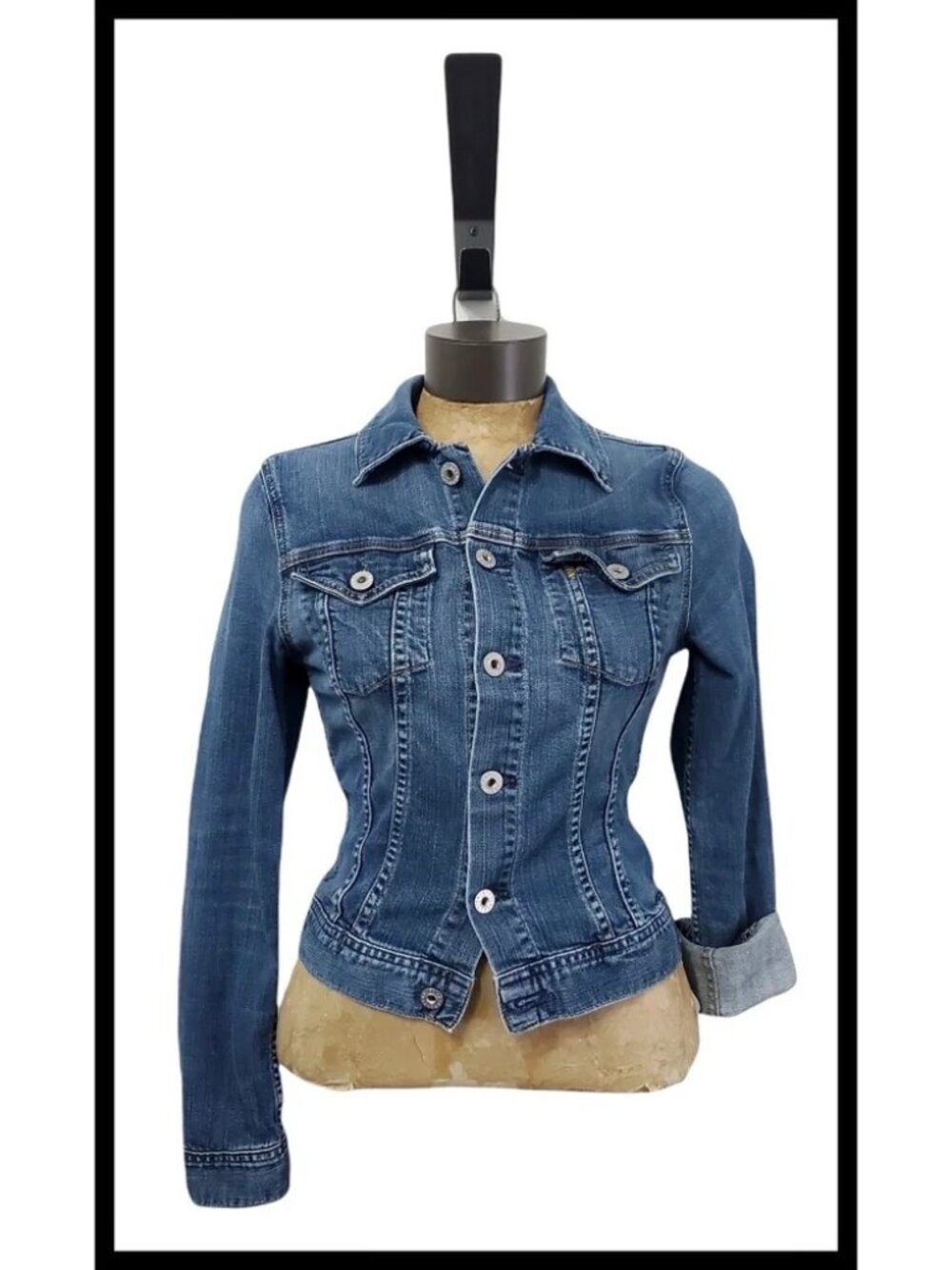 AG Adriano Goldschmied Robyn Denim Jean Jacket Trucker Flap Pocket Blue Small - Picture 3 of 5